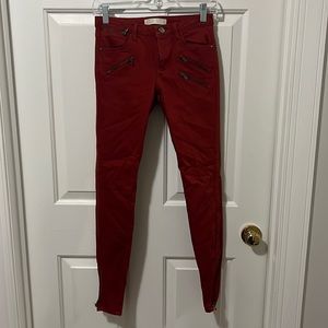 ZARA Basic Mid Rise Red Skinny Jean